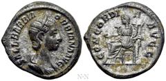 Roman Imperial Coins ORBIANA (Augusta, 225-227). Denarius. Rome. Obv: SALL BARBIA ORBIANA AVG. Draped bust right, wearing stephane. Rev: CONCORDIA AVGG. Concordia seated left on throne, holding patera