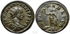 Roman Imperial Coins CARUS (282-283). Antoninianus. Ticinum. Obv: IMP C M AVR KARVS P F AVG. Radiate, draped and cuirassed bust right. Rev: SPES PVBLICA / SXXI. Spes advancing left, holding flower and