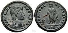 Roman Imperial Coins HELENA (Augusta, 324-328/30). Follis. Siscia. Obv: FL HELENA AVGVSTA. Diademed and mantled bust right. Rev: SECVRITAS REIPVBLICE / •Є SIS•. Securitas standing left, holding branch