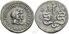 Roman Provincial Coins IONIA. Ephesus. Mark Antony with Octavia (39 BC). Cistophorus. Ephesus. Obv: M ANTONIVS IMP COS DESIG ITER ET TERT. Jugate heads of Mark Antony, laureate, and Octavia, draped, r