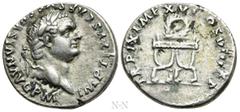 Roman Imperial Coins TITUS (79-81). Denarius. Rome. Obv: IMP TITVS CAES VESPASIAN AVG P M. Laureate head right. Rev: TR P IX IMP XV COS VIII P P. Curule chair surmounted by wreath. RIC² 108. Condition