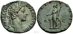 Roman Imperial Coins COMMODUS (177-192). Sestertius. Rome. Obv: L AVREL COMMODVS AVG TR P IIII. Laureate head right. Rev: IMP III COS II P P / S - C. Minerva standing left, extending right hand over l