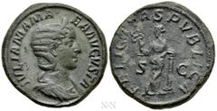 Roman Imperial Coins JULIA MAMAEA (Augusta, 222-235). Sestertius. Rome. Obv: IVLIA MAMAEA AVGVSTA. Draped bust right, wearing stephane. Rev: FELICITAS PVBLICA / S - C. Felicitas standing left, holding
