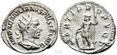 Roman Imperial Coins AEMILIAN (253). Antoninianus. Rome. Obv: IMP AEMILIANVS PIVS FEL AVG. Radiate, draped and cuirassed bust right. Rev: MARTI PROPVG T. Mars standing left, holding spear and resting 