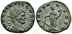 Roman Imperial Coins QUINTILLUS (270). Antoninianus. Mediolanum. Obv: IMP QVINTILLVS AVG. Radiate, draped and cuirassed bust right. Rev: FORTVNAE RED / S. Fortuna standing left, holding rudder and cor