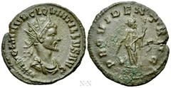 Roman Imperial Coins QUINTILLUS (270). Antoninianus. Rome. Obv: IMP C M AVR CL QVINTILLVS AVG. Radiate, draped and cuirassed bust right. Rev: PROVIDENT AVG / ϛ. Providentia standing left, holding bato