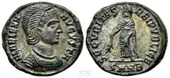 Roman Imperial Coins HELENA (Augusta, 324-329). Follis. Heraclea. Obv: FL HELENA AVGVSTA. Diademed and draped bust right. Rev: SECVRITAS REI PVBLICE / SMH B. Securitas standing left, holding branch. R