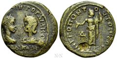 Roman Provincial Coins MOESIA INFERIOR. Tomis. Gordian III, with Tranquillina (238-244). Ae Tetrassarion. Obv: ΑΥΤ Κ Μ ΑΝΤΩΝΙ ΓΟΡΔΙΑΝΟϹ ΤΡΑΝΚΥΛΙΝΑ. Laureate, draped and cuirassed bust of Gordian and d