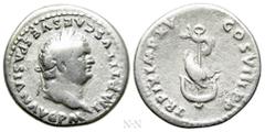 Roman Imperial Coins TITUS (79-81). Denarius. Rome. Obv: IMP TITVS CAES VESPASIAN AVG P M. Laureate head right. Rev: TR P IX IMP XV COS VIII P P. Dolphin coiled around anchor. RIC² 112. Condition: Fin