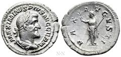 Roman Imperial Coins MAXIMINUS THRAX (235-238). Denarius. Rome. Obv: MAXIMINVS PIVS AVG GERM. Laureate, draped and cuirassed bust right. Rev: PAX AVGVSTI. Pax standing left, holding branch and sceptre