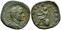 Roman Imperial Coins TREBONIANUS GALLUS (252-253). Sestertius. Rome. Obv: IMP CAES C VIBIVS TREBONIANVS GALLVS AVG. Laureate, draped and cuirassed bust right. Rev: ROMAE AETERNAE / S C. Roma seated le