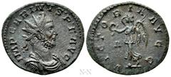 Roman Imperial Coins CARINUS (283-285). Antoninianus. Lugdunum. Obv: IMP CARINVS P F AVG. Radiate, draped and cuirassed bust right. Rev: VICTORIA AVGG. Victory advancing left, holding wreath and palm 