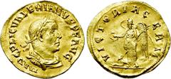 Roman Imperial Coins VALERIAN I (253-260). GOLD Aureus. Rome. Obv: IMP C P LIC VALERIANVS P F AVG. Laureate, draped and cuirassed bust right. Rev: VICTORIA GERM. Victory standing left, holding wreath 