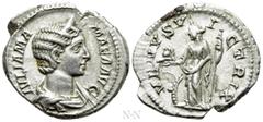 Roman Imperial Coins JULIA MAMAEA (Augusta, 222-235). Denarius. Rome. Obv: IVLIA MAMAEA AVG. Draped bust right, wearing stephane. Rev: VENVS VICTRIX. Venus standing left, holding helmet and sceptre; s