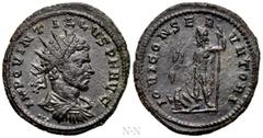 Roman Imperial Coins QUINTILLUS (270). Antoninianus. Cyzicus. Obv: IMP QVINTILLVS P F AVG. Radiate, draped and cuirassed bust right; three pellets below. Rev: IOVI CONSERVATORI. Jupiter standing left,