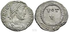 Roman Imperial Coins PROCOPIUS (365-366). Siliqua. Constantinople. Obv: D N PROCOPIVS P F AVG. Diademed, draped and cuirassed bust right. Rev: VOT V / C • B. Legend within wreath. RIC 13e.2. Condition