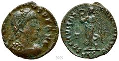 Roman Imperial Coins GRATIAN (367-383). Ae. Thessalonica. Obv: D N GRATIANVS P F AVG. Diademed, draped and cuirassed bust right. Rev: SECVRITAS REIPVBLICAE / Γ / TES. Victory advancing left, holding w