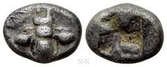 Greek Coins IONIA. Ephesos. Obol (Circa 550-500 BC). Obv: Bee. Rev: Incuse square punch. Karwiese Series III; SNG Kayhan -. Condition: Very fine. Weight: 0.44 g. Diameter: 7 mm.