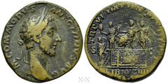 Roman Imperial Coins COMMODUS (177-192). Sestertius. Rome. Obv: M COMMODVS ANTONINVS AVG. Laureate head right. Rev: TR P VI IMP IIII COS III P P / S - C / LIB AVG IIII. Commodus seated left on curule 