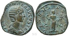 Roman Imperial Coins JULIA MAMAEA (Augusta, 222-235). Sestertius. Rome. Obv: IVLIA MAMAEA AVGVSTA. Diademed and draped bust right. Rev: VENERI FELICI / S - C. Venus standing facing, head right, holdin