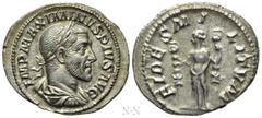 Roman Imperial Coins MAXIMINUS THRAX (235-238). Denarius. Rome. Obv: IMP MAXIMINVS PIVS AVG. Laureate, draped and cuirassed bust right. Rev: FIDES MILITVM. Fides standing left, holding signum in each 