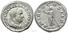 Roman Imperial Coins BALBINUS (238). Denarius. Rome. Obv: IMP C D CAEL BALBINVS AVG. Laureate, draped and cuirassed bust right. Rev: P M TR P COS II P P. Emperor standing left, holding branch and para