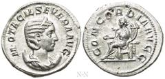 Roman Imperial Coins OTACILIA SEVERA (Augusta, 244-249). Antoninianus. Rome. Obv: M OTACIL SEVERA AVG. Draped bust right, wearing stephane and set upon crescent. Rev: CONCORDIA AVGG. Concordia seated 