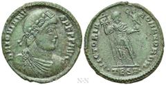 Roman Imperial Coins JOVIAN (363-364). Ae. Thessalonica. Obv: D N IOVIANVS P F P P AVG. Diademed, draped and cuirassed bust right. Rev: VICTORIA ROMANORVM / •TES A•. Jovian standing facing, head right