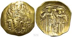 Byzantine Coins EMPIRE OF NICAEA. John III Ducas-Vatazes (1222-1254). GOLD Hyperpyron. Magnesia. Obv: IC - XC. Christ Pantokrator seated facing on throne. Rev: John standing facing, holding labarum an