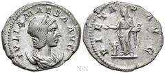 Roman Imperial Coins JULIA MAESA (Augusta, 218-224/5). Antoninianus. Rome. Obv: IVLIA MAESA AVG. Draped bust right, wearing stephane and set upon crescent. Rev: PIETAS AVG. Pietas standing left, holdi