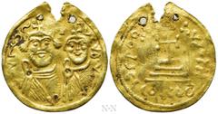 Migration Period SILK ROAD. Uncertain. GOLD 'Solidus' (5th-8th centuries AD). Imitating a Byzantine solidus of Heraclius and Heraclius Constantine. Obv: Crowned facing busts of Heraclius and Heraclius
