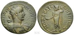 Roman Provincial Coins CILICIA. Philadelphia. Maximinus Thrax (235-238). Ae. Obv: ΑΥΤ Κ Γ Ι ΟΥΗ ΜΑΞΙΜЄΙΝΟΝ. Radiate and cuirassed bust right, with gorgoneion on breastplate. Rev: ΦΙΛΑΔЄΛΦЄωΝ ΚΗΤΙΔΟϹ. 