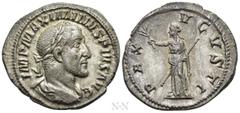Roman Imperial Coins MAXIMINUS THRAX (235-238). Denarius. Rome. Obv: IMP MAXIMINVS PIVS AVG. Laureate, draped and cuirassed bust right. Rev: PAX AVGVSTI. Pax standing left, holding branch and sceptre.