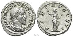 Roman Imperial Coins MAXIMINUS THRAX (235-238). Denarius. Rome. Obv: IMP MAXIMINVS PIVS AVG. Laureate, draped and cuirassed bust right. Rev: PAX AVGVSTI. Pax standing left, holding branch and sceptre.