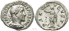 Roman Imperial Coins MAXIMINUS THRAX (235-238). Denarius. Rome. Obv: IMP MAXIMINVS PIVS AVG. Laureate, draped and cuirassed bust right. Rev: PAX AVGVSTI. Pax standing left, holding branch and sceptre.