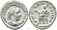 Roman Imperial Coins GORDIAN III (238-244). Antoninianus. Rome. Obv: IMP GORDIANVS PIVS FEL AVG. Radiate, draped and cuirassed bust right. Rev: P M TR P III COS II P P. Apollo seated left on throne, h