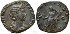 Roman Imperial Coins HERENNIA ETRUSCILLA (Augusta, 249-251). Sestertius. Rome. Obv: HERENNIA ETRVSCILLA AVG. Draped bust right, wearing stephane. Rev: FECVNDITAS AVG / S - C. Fecunditas standing left,