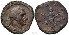 Roman Imperial Coins TREBONIANUS GALLUS (252-253). Sestertius. Rome. Obv: IMP CAES C VIBIVS TREBONIANVS GALLVS AVG. Laureate, draped and cuirassed bust right. Rev: PIETAS AVGG / S - C. Pietas standing