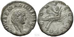 Roman Imperial Coins DIVA MARINIANA (Died before 253). Antoninianus. Rome. Obv: DIVAE MARINIANAE. Veiled and draped bust right, set upon crescent. Rev: CONSECRATIO. Mariniana, raising hand and holding