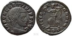 Roman Imperial Coins MAXENTIUS (307-312). Follis. Rome. Obv: IMP C MAXENTIVS P F AVG. Laureate head right. Rev: VICTORIA AVG N / RBP. Victory advancing left, holding wreath and palm branch. RIC 223. C