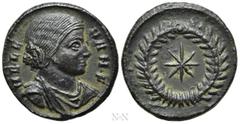 Roman Imperial Coins HELENA (Nobilissima femina, 306-324). Follis. Thessalonica. Obv: HELENA N F. Draped bust right. Rev: Star within wreath. RIC 50. Condition: Near extremely fine. Weight: 2.95 g. Di
