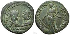 Roman Provincial Coins THRACE. Anchialus. Gordian III, with Tranquillina (238-244). Ae. Obv: AVT K M ANT ΓOPΔIANOC AVΓ CAB / TPANKVΛΛINA. Draped busts of Gordian, laureate and cuirassed, and Tranquill