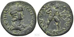 Roman Provincial Coins PISIDIA. Claudioseleucia. Tranquillina (Augusta, 241-244). Ae. Obv: ϹΑΒΙΝΙΑ ΤΡΑΝΚΥΛΛΙΝΑ ϹЄ. Diademed and draped bust right. Rev: ΚΛΑΥΔΙΟϹЄΛЄΥΚЄΩΝ. Apollo Propylaeus advancing ri