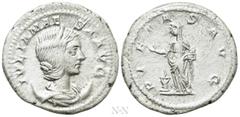 Roman Imperial Coins JULIA MAESA (Augusta, 218-224/5). Antoninianus. Rome. Obv: IVLIA MAESA AVG. Draped bust right, wearing stephane and set upon crescent. Rev: PIETAS AVG. Pietas standing left, holdi