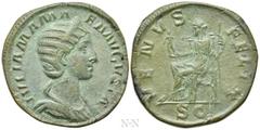 Roman Imperial Coins JULIA MAMAEA (Augusta, 222-235). Sestertius. Rome. Obv: IVLIA MAMAEA AVGVSTA. Diademed and draped bust right. Rev: VENVS FELIX / S C. Venus seated left, holding statuette and scep