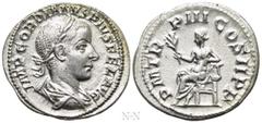 Roman Imperial Coins GORDIAN III (238-244). Denarius. Rome. Obv: IMP GORDIANVS PIVS FEL AVG. Laureate, draped and cuirassed bust right. Rev: P M TR P III COS II P P. Apollo seated left on throne, hold