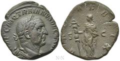 Roman Imperial Coins TRAJANUS DECIUS (249-251). Sestertius. Rome. Obv: IMP C M Q TRAIANVS DECIVS AVG. Laureate and cuirassed bust right. Rev: DACIA / S - C. Dacia standing left, holding signum. RIC 11