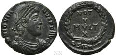 Roman Imperial Coins JOVIAN (363-364). Ae. Sirmium. Obv: D N IOVIANVS P F AVG. Diademed, draped and cuirassed bust right. Rev: VOT / V / MVLT / X / BSIRM. Legend in four lines within wreath. RIC 118. 