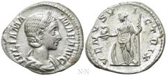 Roman Imperial Coins JULIA MAMAEA (Augusta, 222-235). Denarius. Rome. Obv: IVLIA MAMAEA AVG. Draped bust right, wearing stephane. Rev: VENVS VICTRIX. Venus standing left, holding helmet and sceptre; s