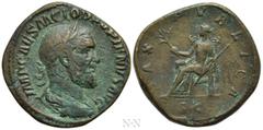 Roman Imperial Coins PUPIENUS (238). Sestertius. Rome. Obv: IMP CAES M CLOD PVPIENVS AVG. Laureate, draped and cuirassed bust right. Rev: PAX PVBLICA / S C. Pax seated left on throne, holding branch a